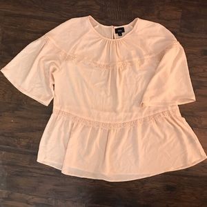 Blush ruffle sleeve blouse